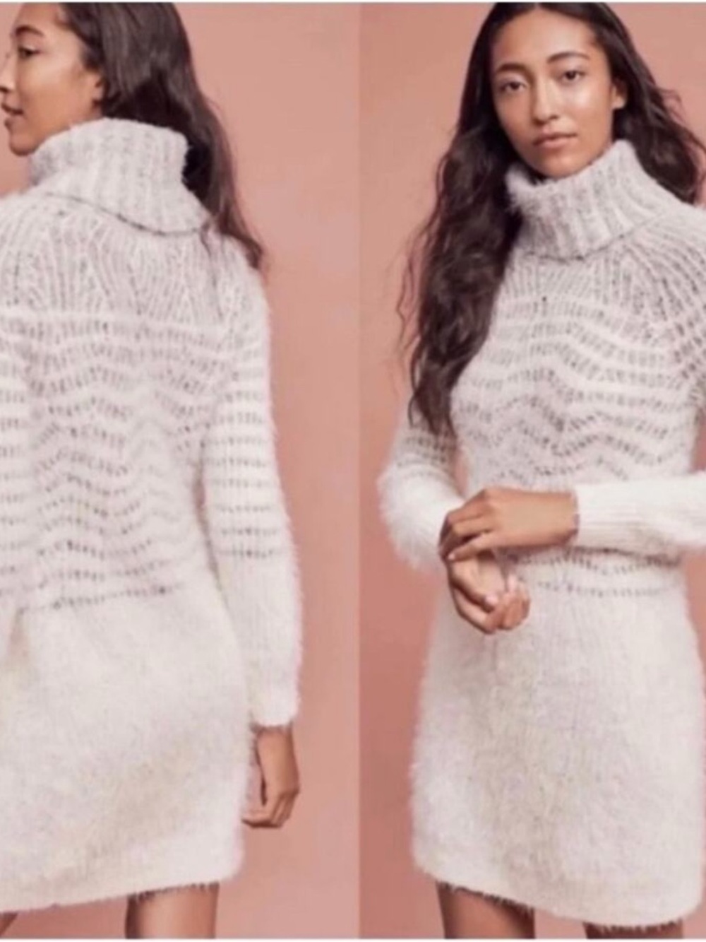 Anthropologie Sleeping On Snow I Shelby Eyelash Wool Alpaca Mix Sweater Dress - Picture 5 of 11